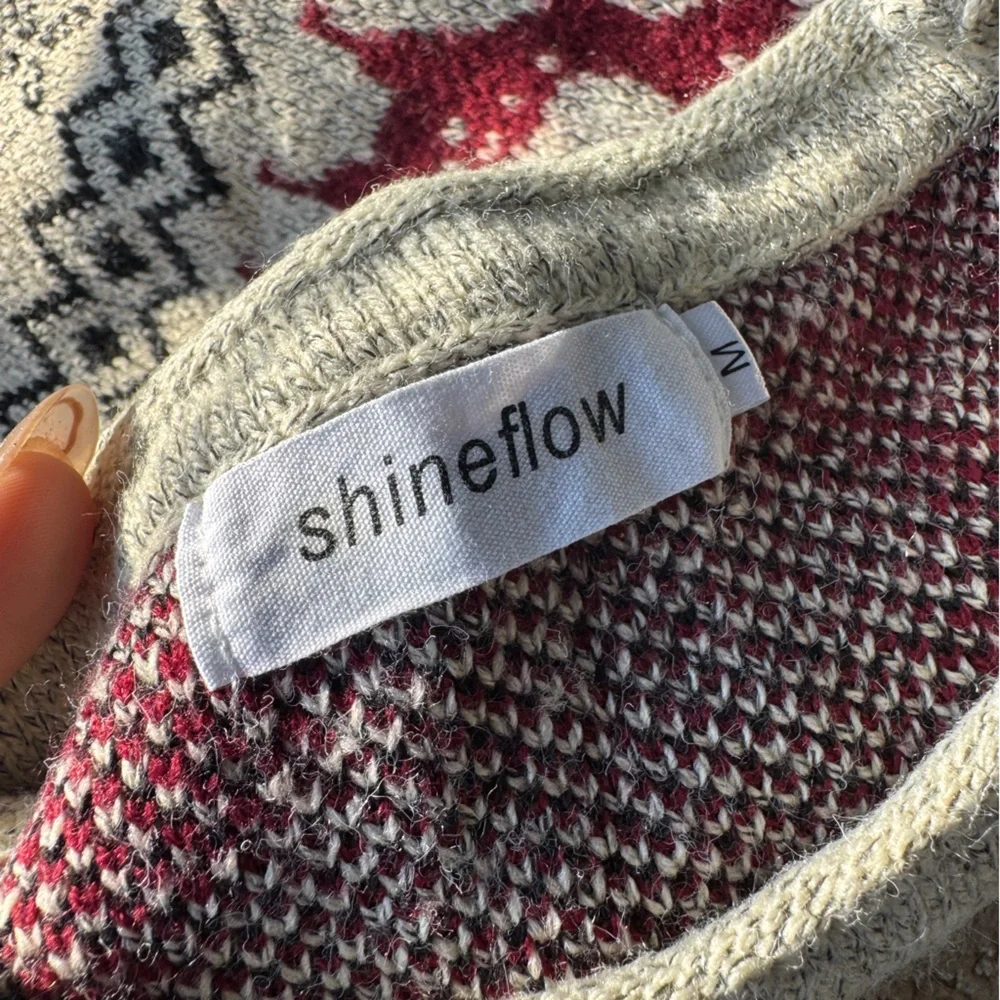 Reindeer Patterned Sweater - Red and Gray